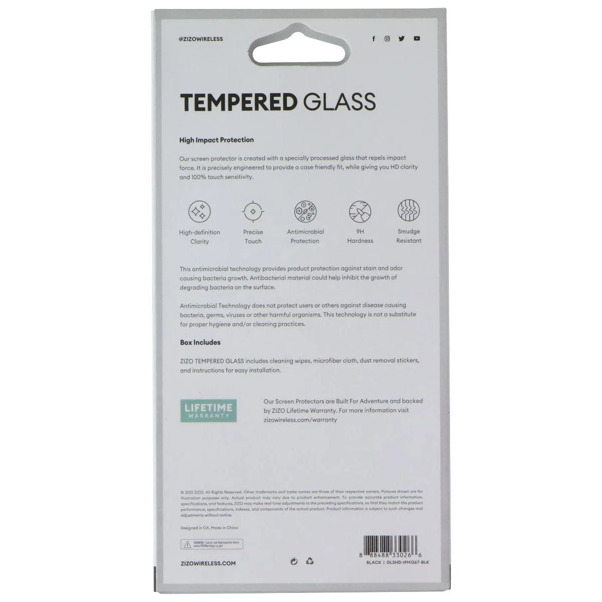 Zizo Zizo Tempered Glass Screen Protector for iPhone 12 Pro Max Black — product photo