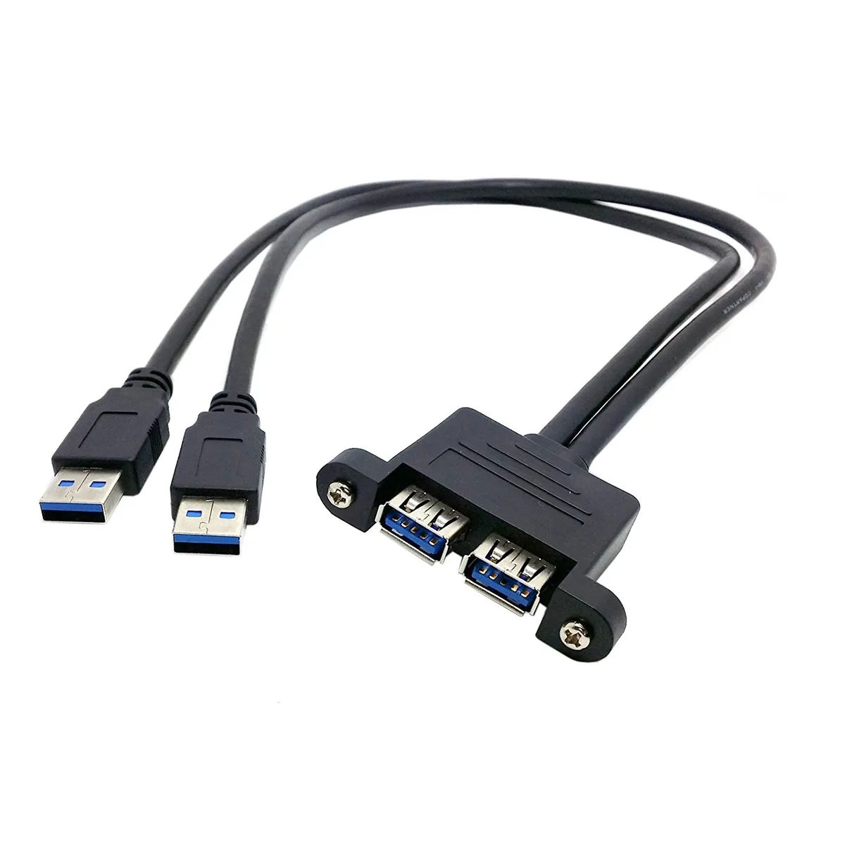 TeKit TeKit Dual USB 3.0 Male to Female Extension Cable 50cm Panel Mount — product photo