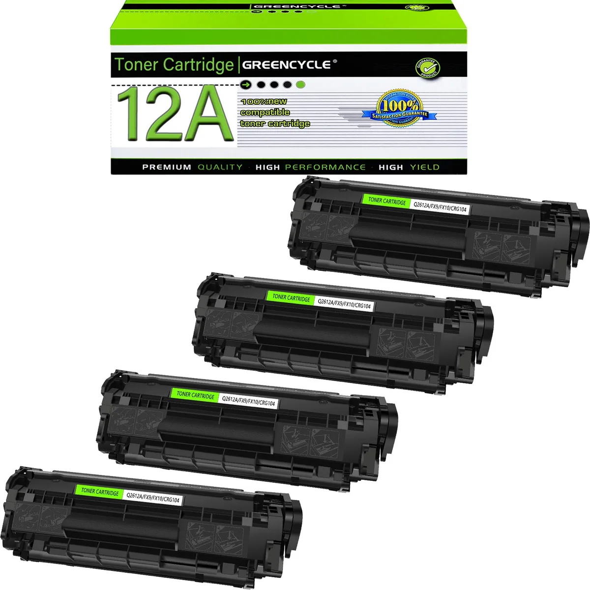 GREENCYCLE GREENCYCLE Q2612A Compatible Toner Cartridge 4 Pack — product photo