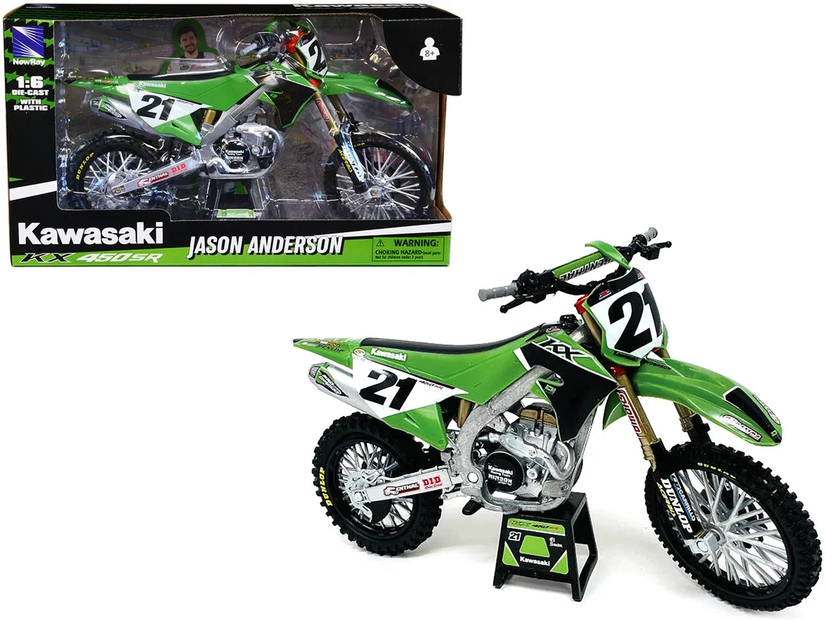 New Ray Toys New Ray Toys Kawasaki KX450SR #21 Jason Anderson 1/6 Diecast Motorcycle — product photo