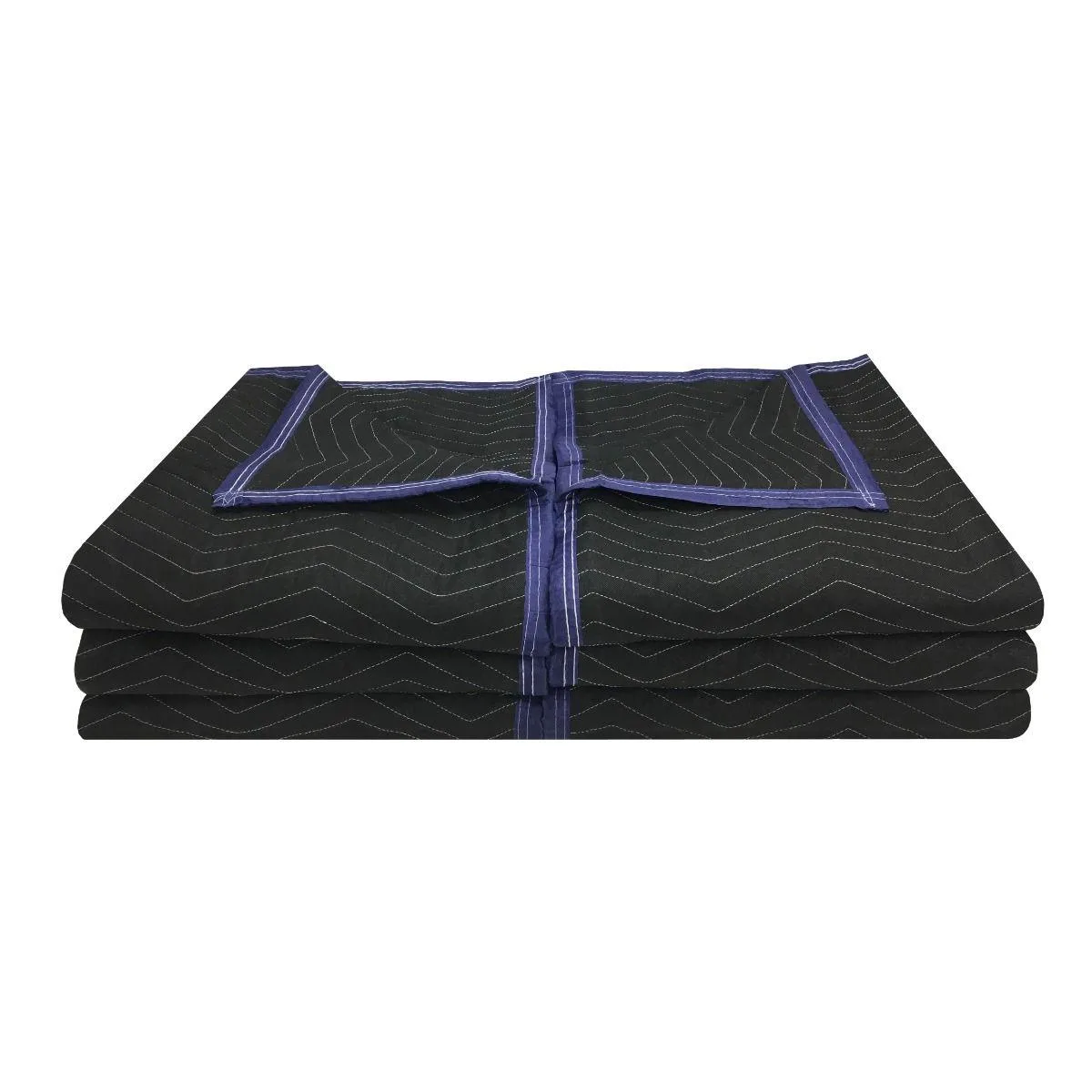 Six quilted moving blankets, 72 by 80 inches, non-woven polyester with double-stitched zigzag binding, colours may vary