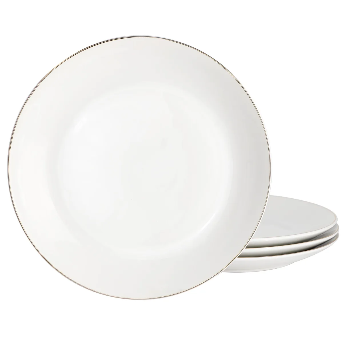 Gibson Home Gibson Home Ogalla 4-Piece 10.5 Inch Dinner Plate Set White Gold Rim — product photo