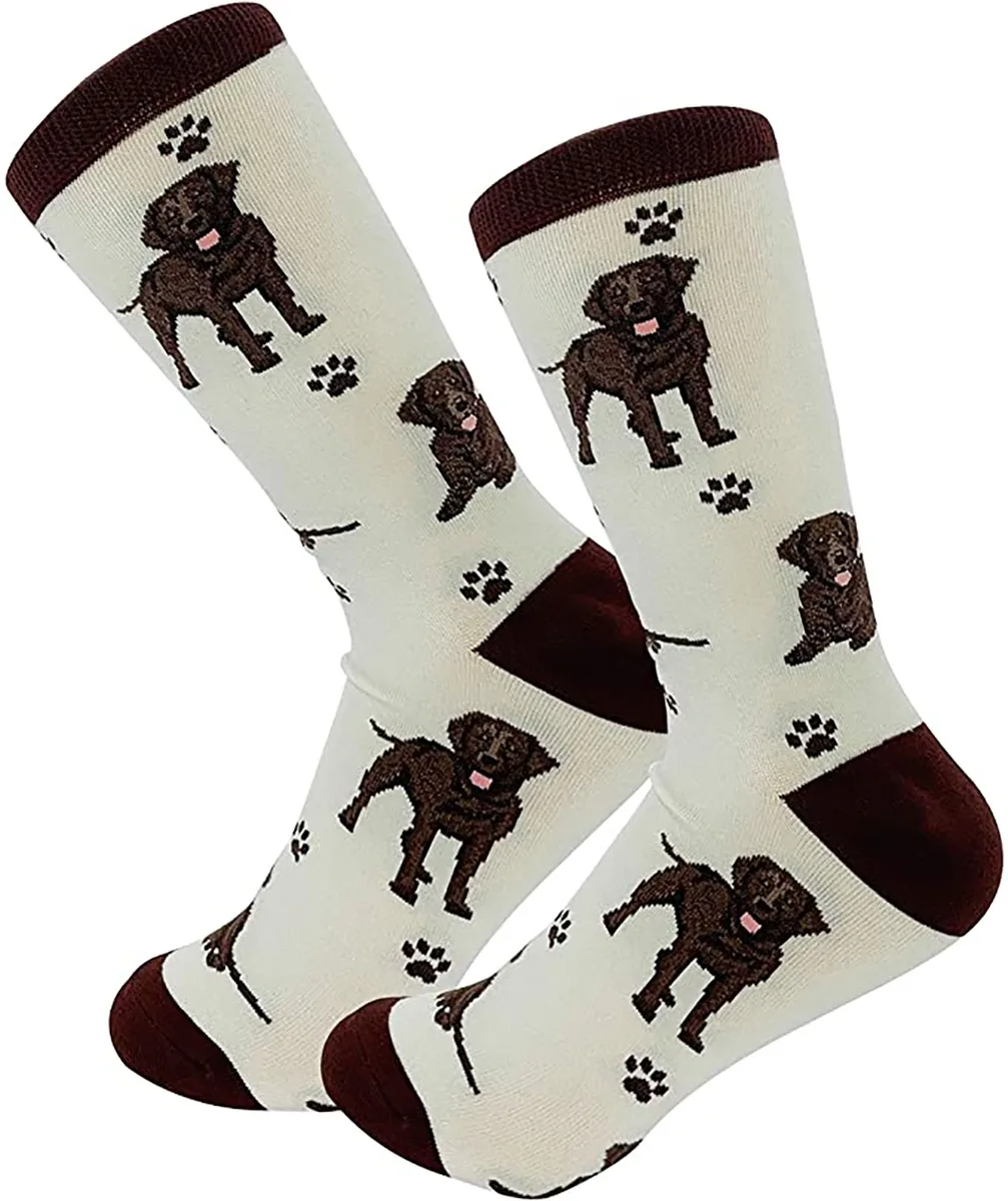 E &amp; S Imports E &amp; S Imports Happy Tails Chocolate Labrador Socks One Size 13 200 needle — product photo