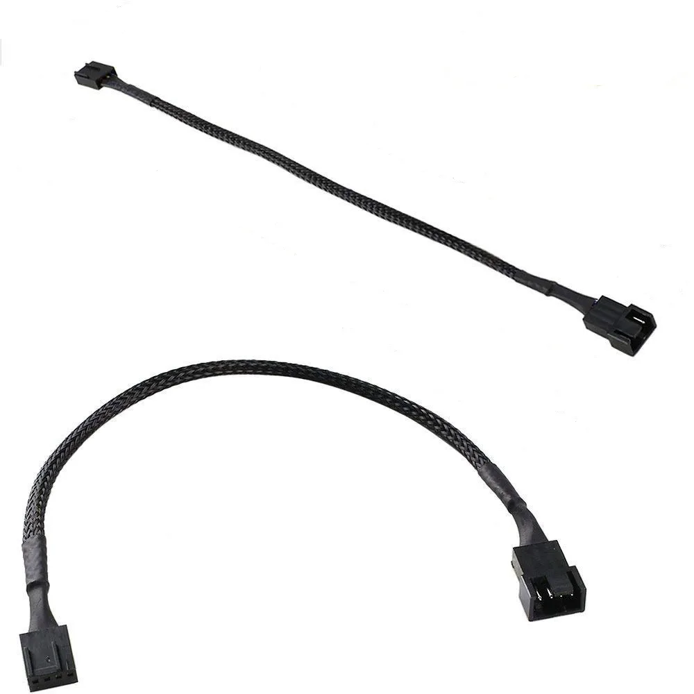 TeKit TeKit 4-Pin PWM Fan Extension Cable 25cm 2-Pack Braided Black — product photo