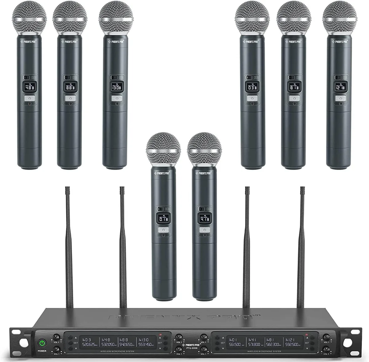 Phenyx Technology, LLC Phenyx Technology 8-Channel UHF Wireless System with 8 Handheld Mics — product photo