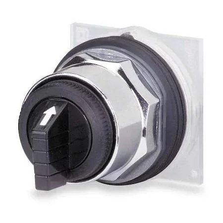 Schneider Electric 30 mm black selector switch with short handle and chrome bezel