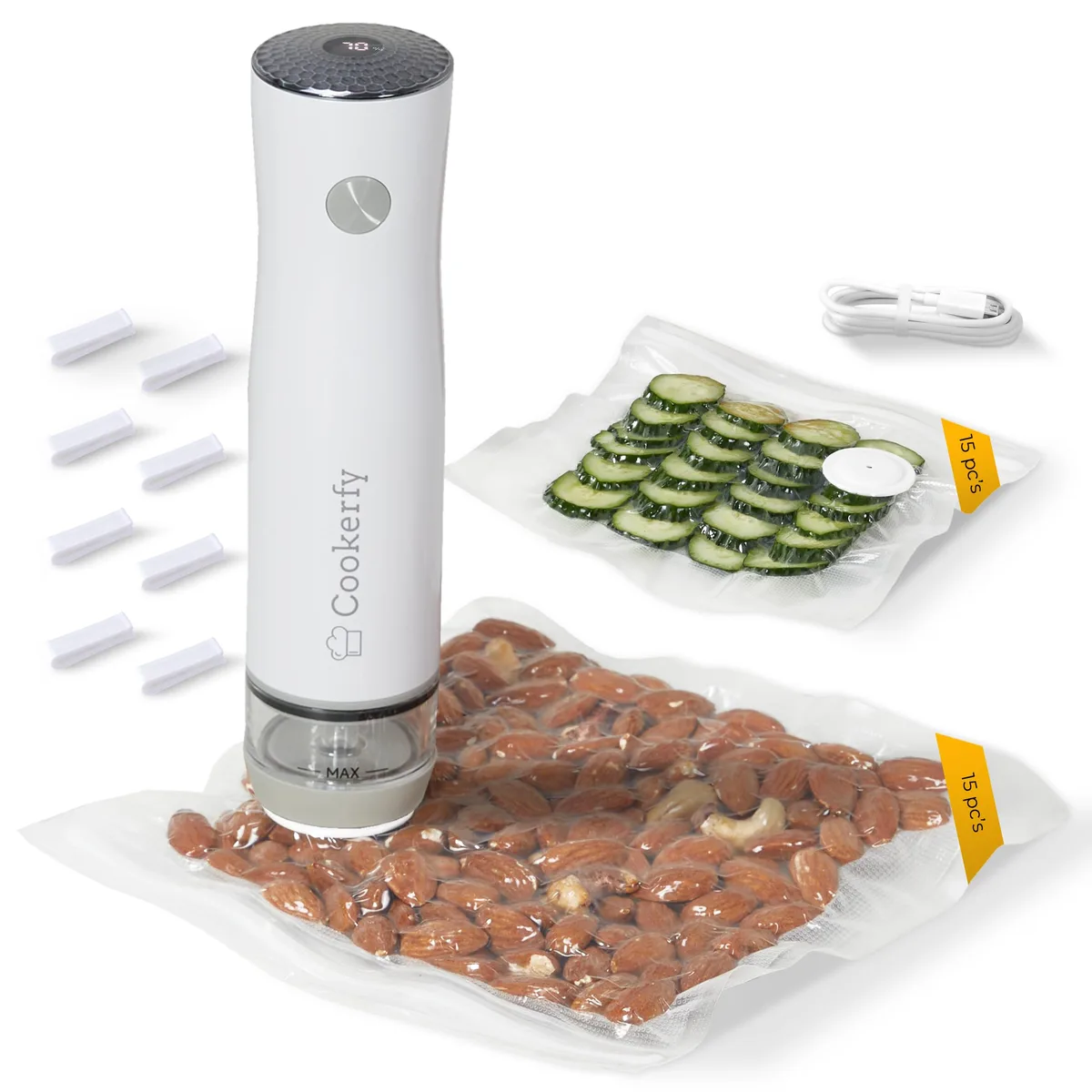  FoodSaver Cookerfy Portable Vacuum Sealer 1200mAh 30 Bags — product photo