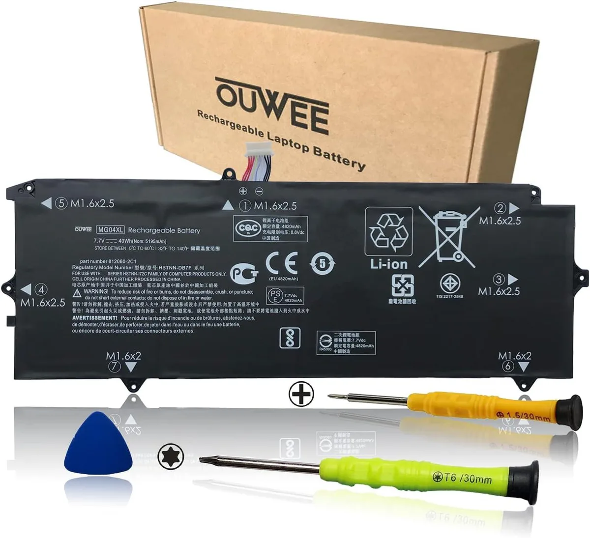 TAURKENAM TAURKENAM MG04XL laptop battery 7.7V 40Wh 4820mAh for HP Elite X2 1012 G1 — product photo