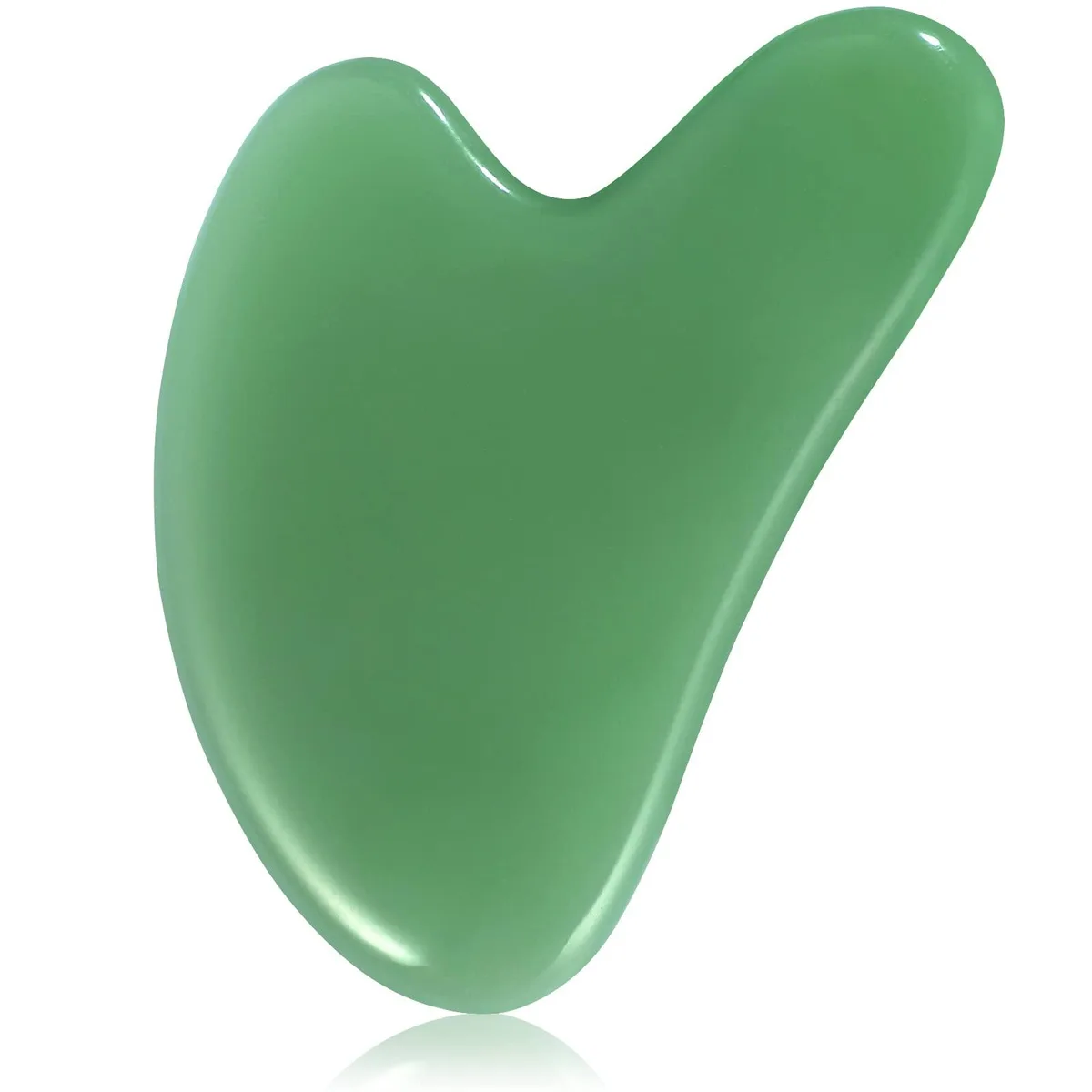 Blue jade Gua Sha stone, smooth curved edges, 7.8 by 6 centimetres, 45 grams