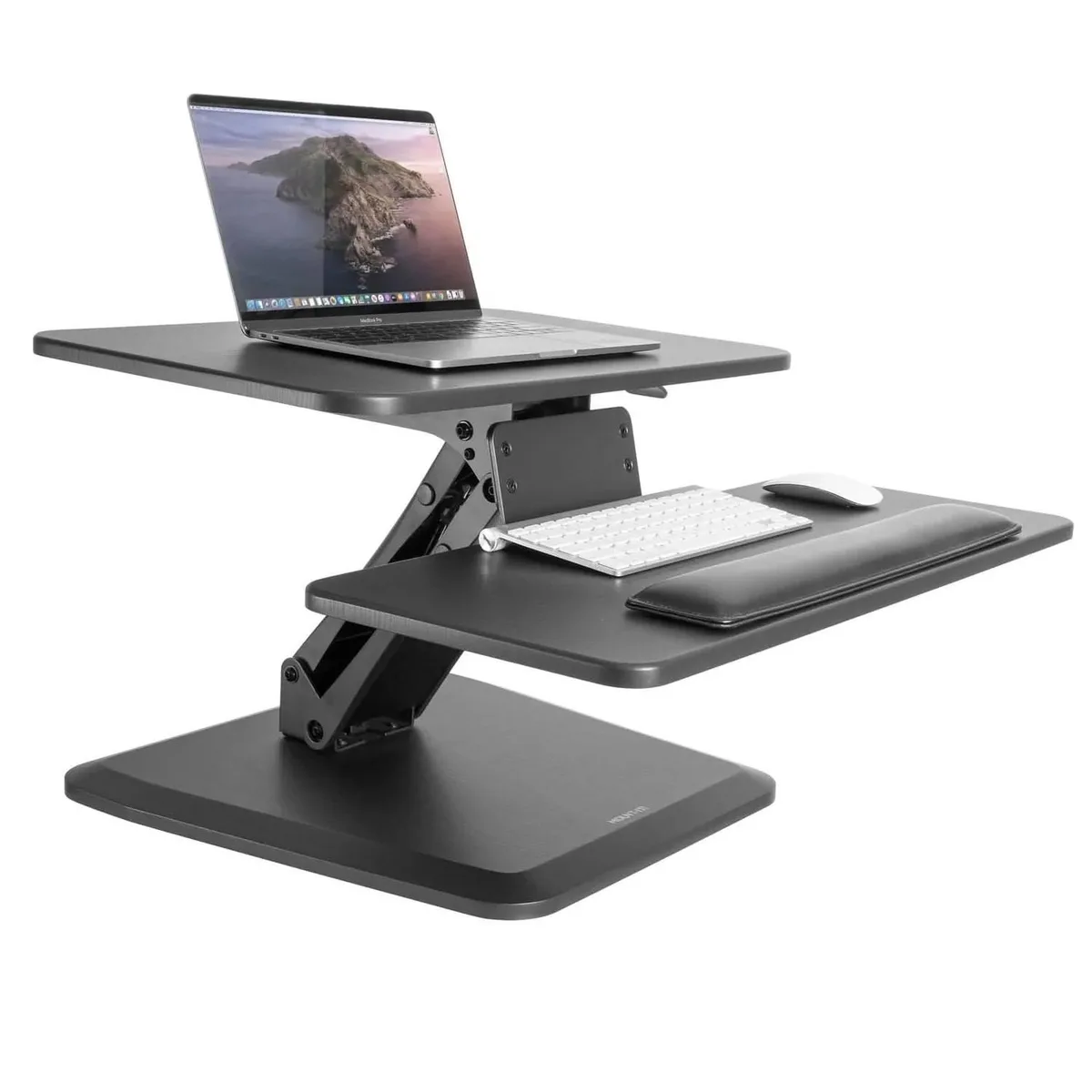 Mount-It Mount-It Sit Stand Desk Converter Black 23.6x15.7 top 26.7x11.8 tray 5.7-17.1 height 22 lbs office furniture — product photo