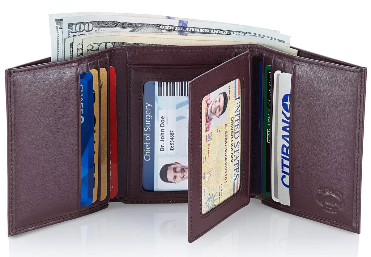Stealth Mode Stealth Mode Leather Trifold RFID Wallet Brown 11 card slots — product photo