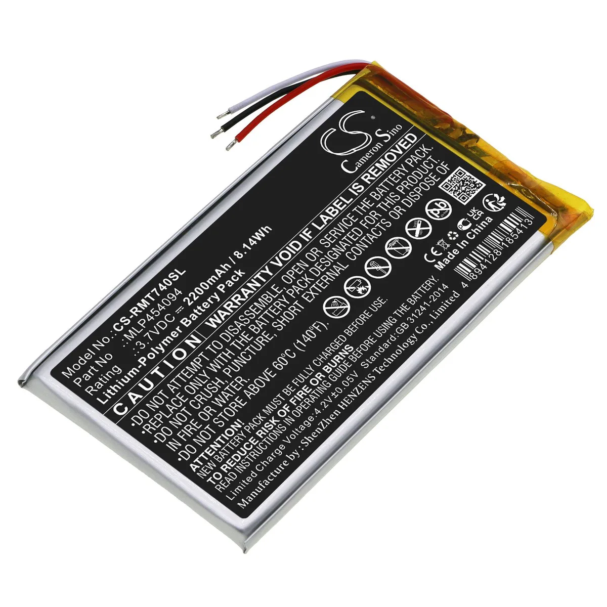 Cameron & Co Cameron & Co DS-CS-RMT740SL 3.7V 2200mAh Li-Polymer GPS Battery — product photo