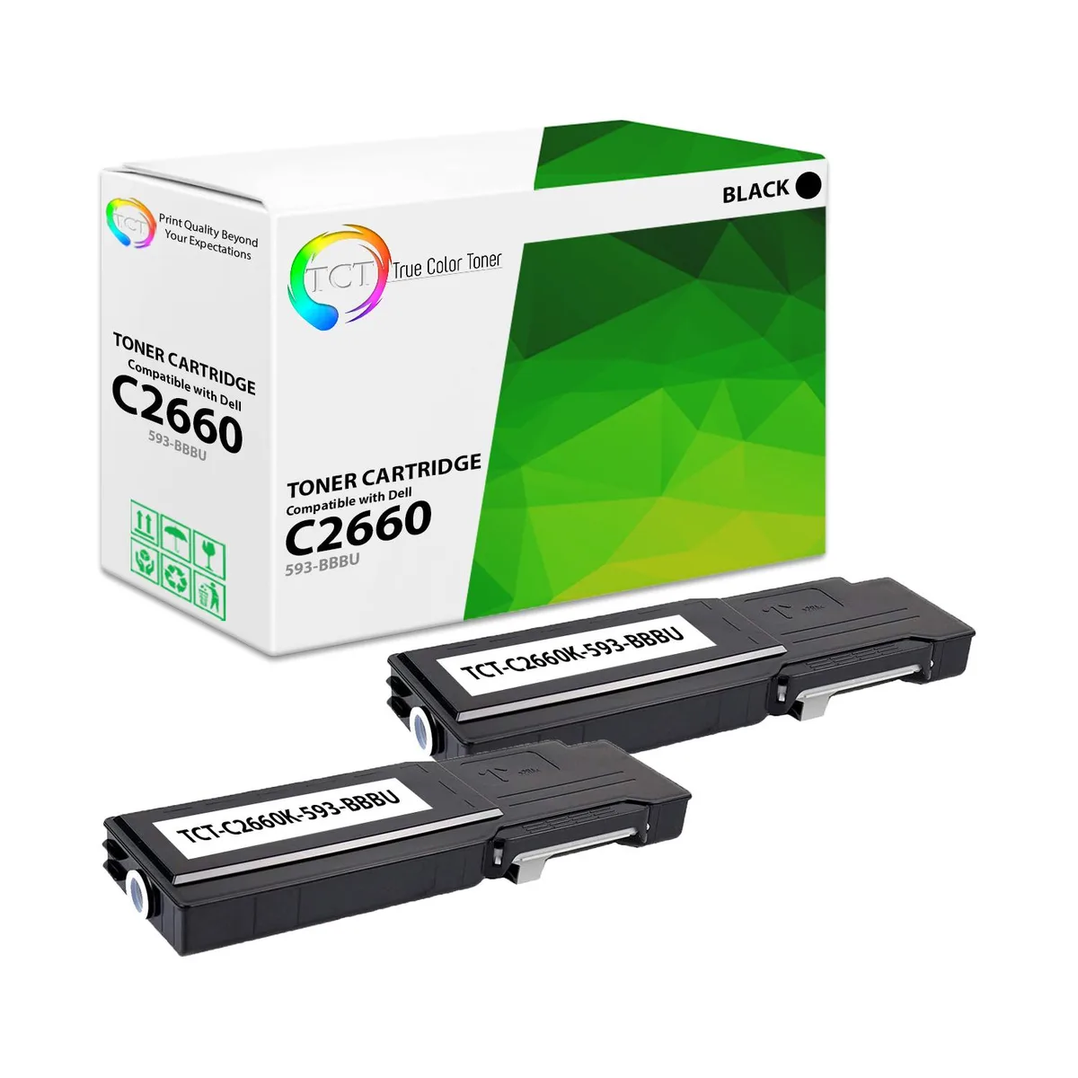 True Color Toner True Color Toner 593-BBBU Black Toner Cartridge 2 Pack 6000 Pages — product photo