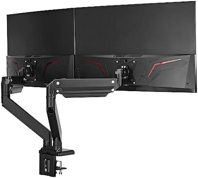 TAURKENAM TAURKENAM Dual Monitor Arm 13-43 inch VESA 75-200 Gas Spring C-Clamp Grommet Black — product photo