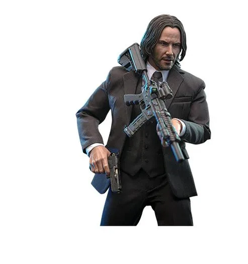 Hot Toys 1/6 scale John Wick figure in detailed fabric suit with weapons and display base