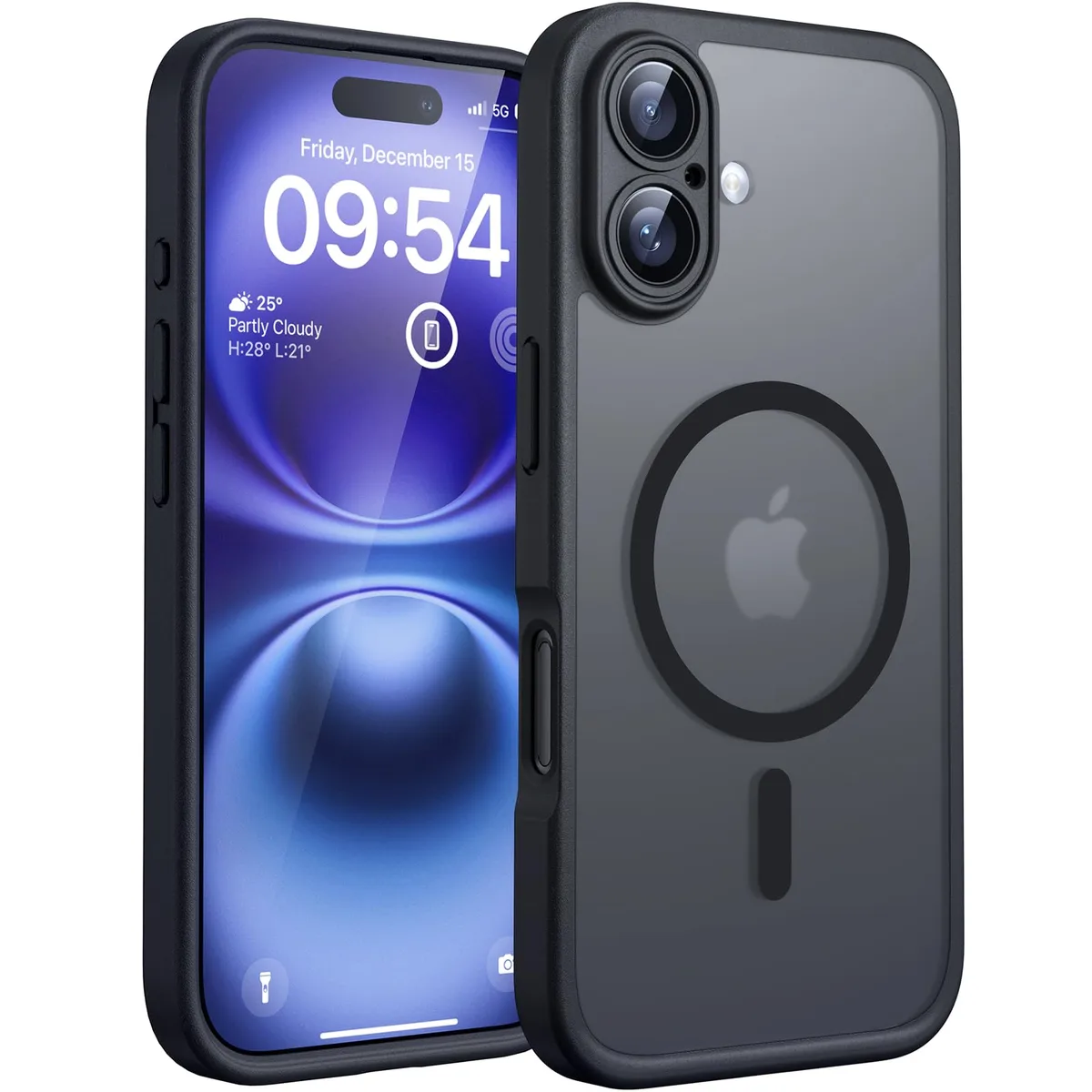 Black translucent matte MagSafe case for iPhone 16 6.1 inch