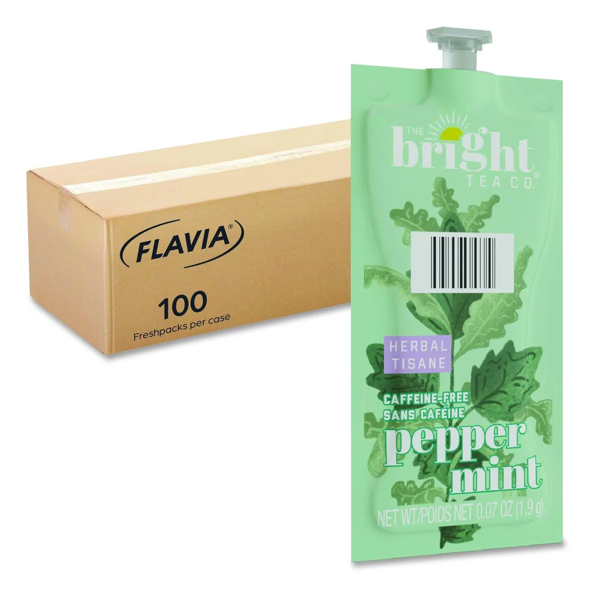 A sealed carton of one hundred Lavazza peppermint herbal tea freshpack pouches