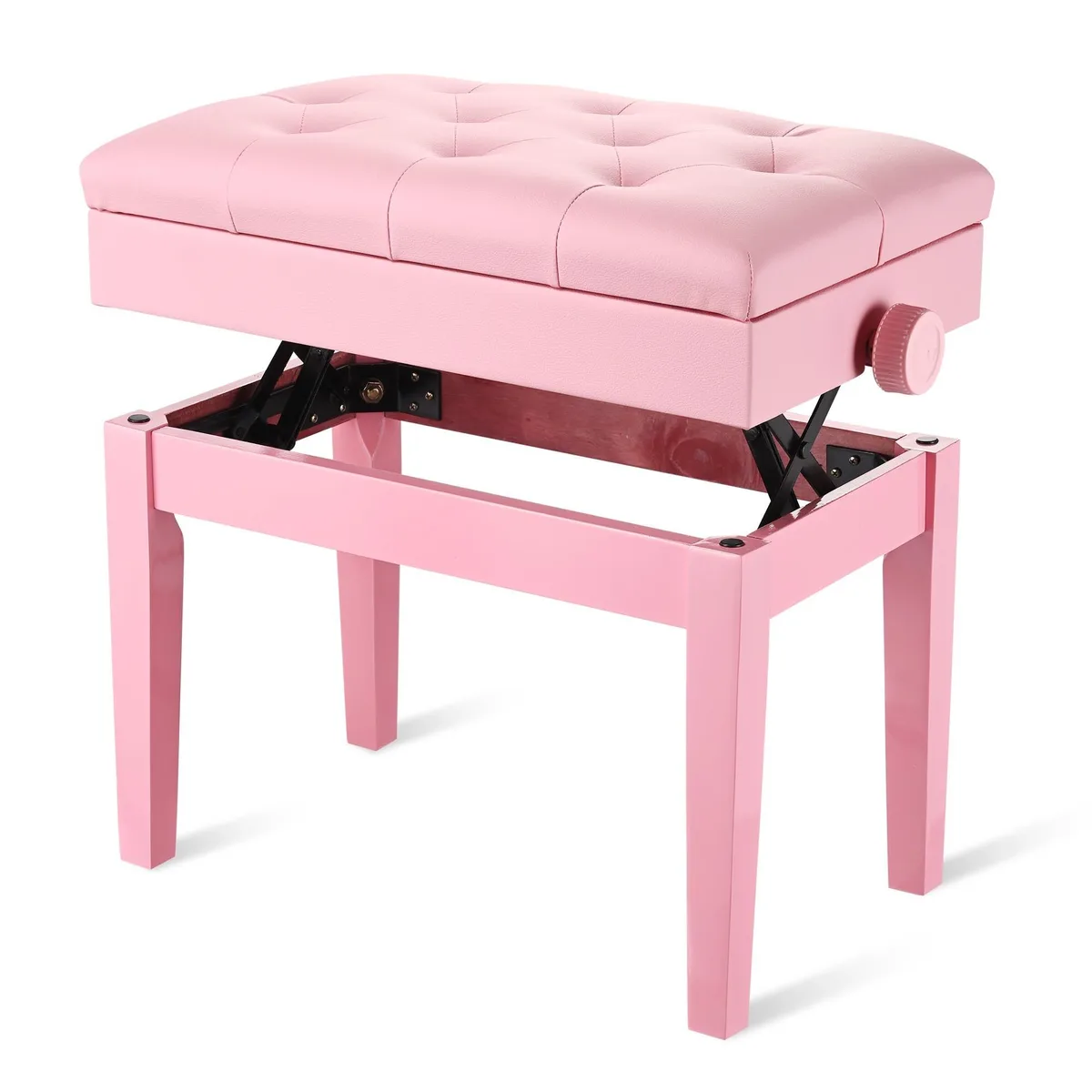Yescom USA, Inc. Yescom USA, Inc. Adjustable Duet Piano Bench Pink PU Leather 22x13x19 Height 18-22 Storage — product photo
