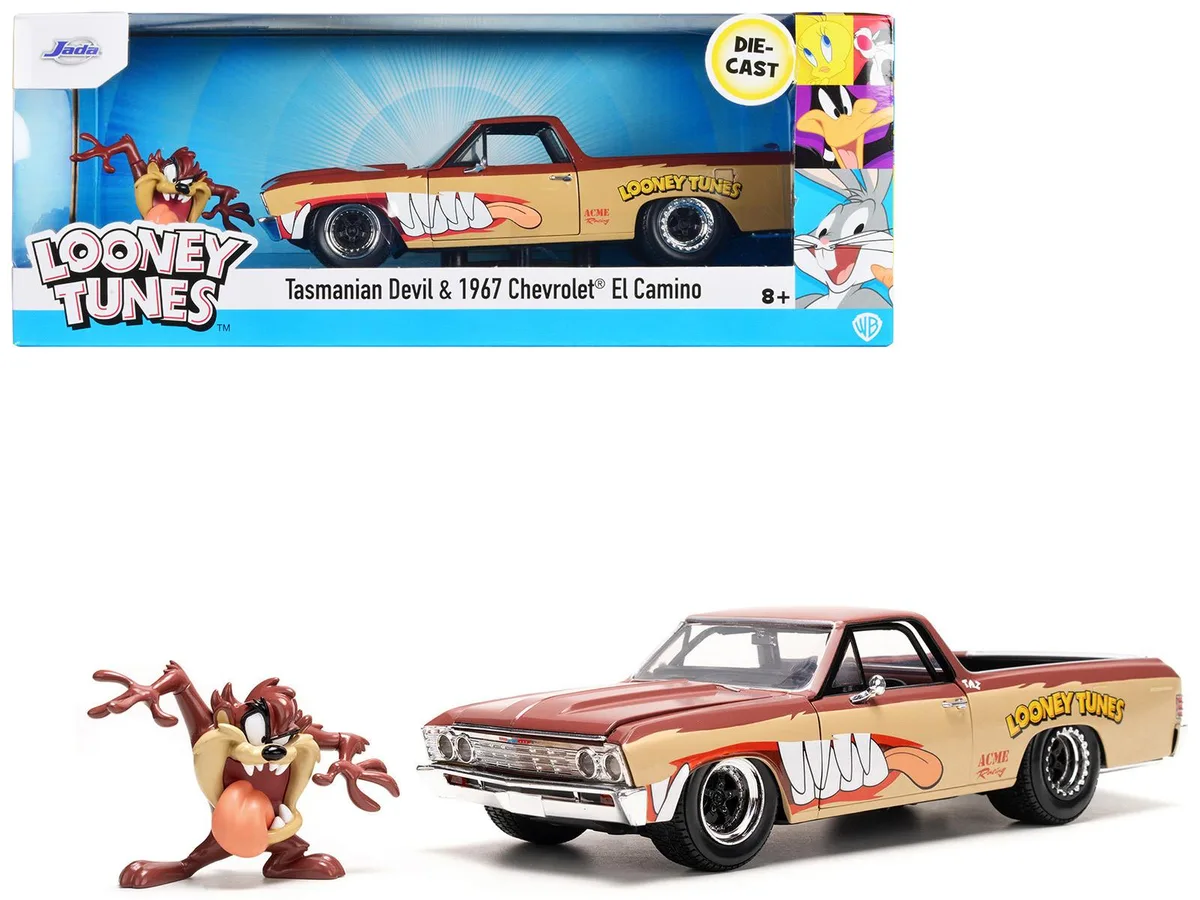 Jada Jada 1967 Chevrolet El Camino Brown &amp; Beige 1/24 Diecast with Taz Figure — product photo