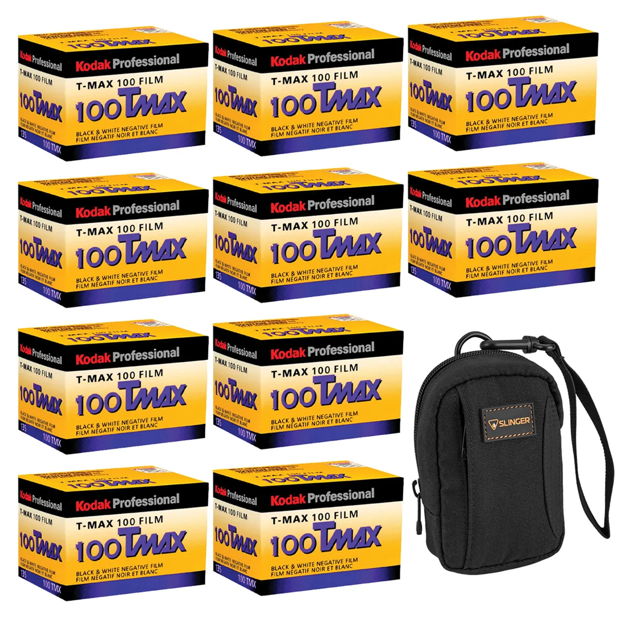 Kodak Kodak T-Max 100 TMX 35mm B&W Film 36 Exposure 10-Pack with Camera Bag — product photo