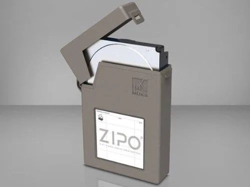Grey plastic storage box for 3.5 inch hard drives