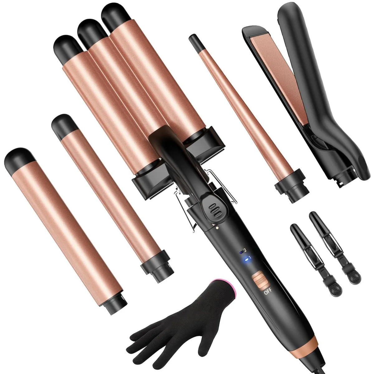  5 in 1 Curling Wand Set Rose Gold KK — product photo