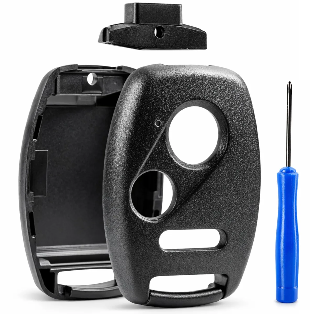 Black plastic three-button key fob shell case for Honda vehicles