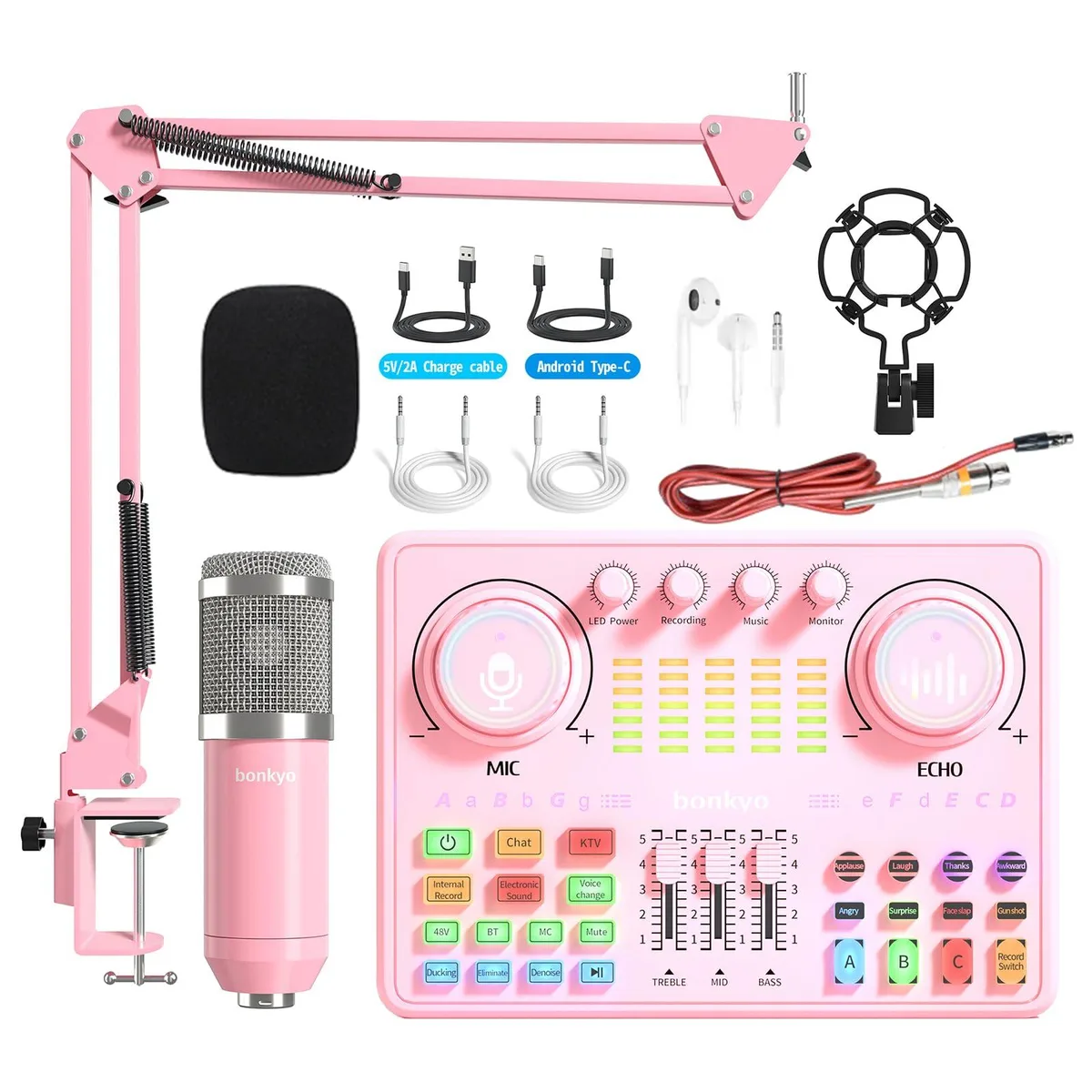  Bonkyo DJ20 Podcast Bundle with XLR Mic Pink — product photo