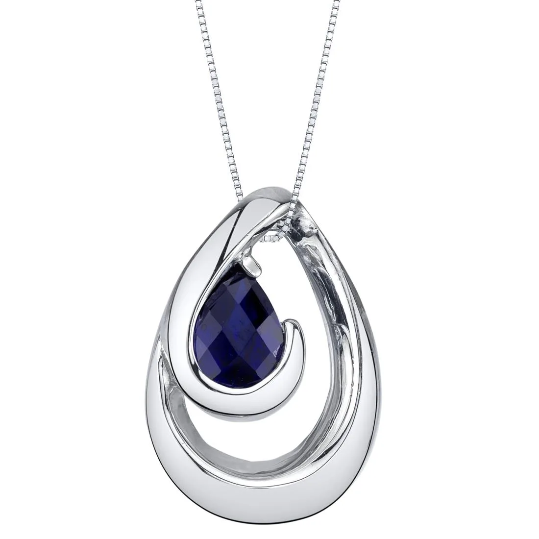 Oravo Oravo Sterling Silver Sapphire Wave Pendant Necklace 18" .925 — product photo