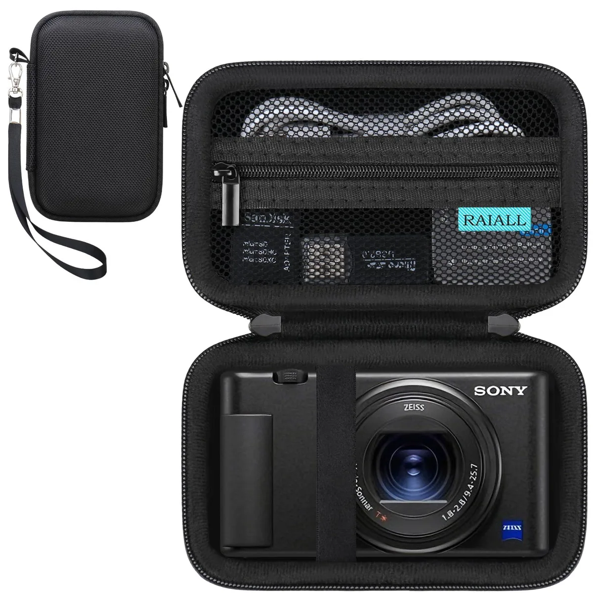 RAIALL R77S1-03 Hard Camera Case for Sony ZV-1/ ZV-1F/ ZV-1 II, Black — product photo