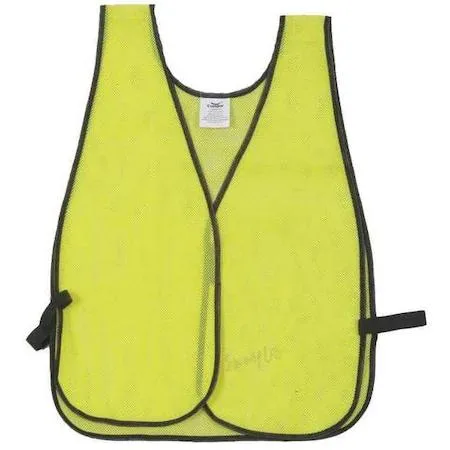 Lime polyester mesh safety vest with hook-and-loop closure