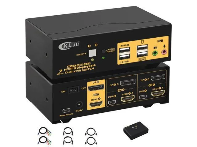 CKLau CKLau 2 Port HDMI + DisplayPort Dual Monitor KVM Switch — product photo