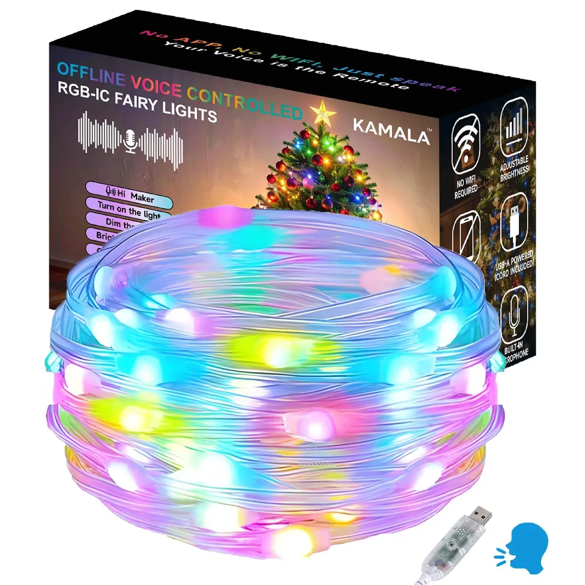 A 32.8ft blue wire string light with 100 LED bulbs