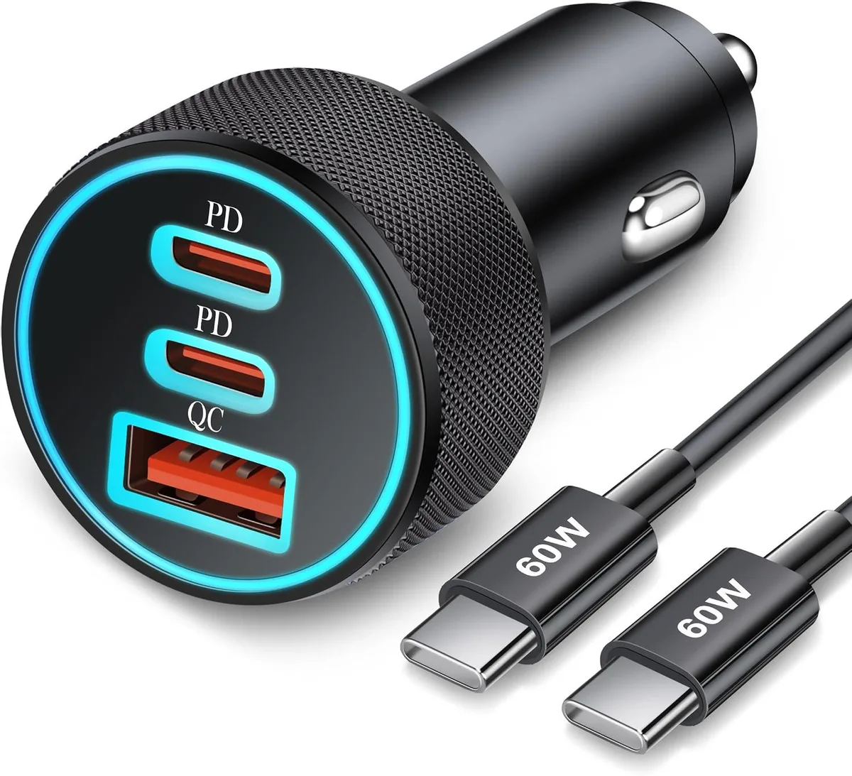 Leelbox Leelbox 67W 3-Port Car Charger USB-C + USB-A 3ft Cable — product photo