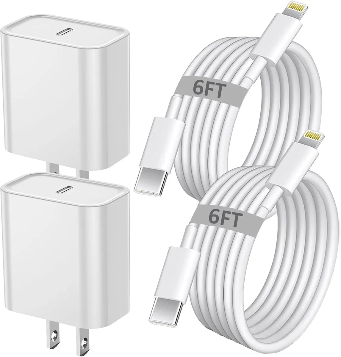 ONITOON ONITOON 2-Pack USB-C Wall Charger 6ft Lightning Cable — product photo