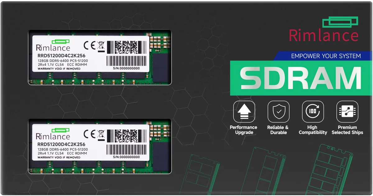 RIMLANCE RIMLANCE 256GB (2x128GB) DDR5 6400MHz ECC Registered RDIMM Server Memory — product photo