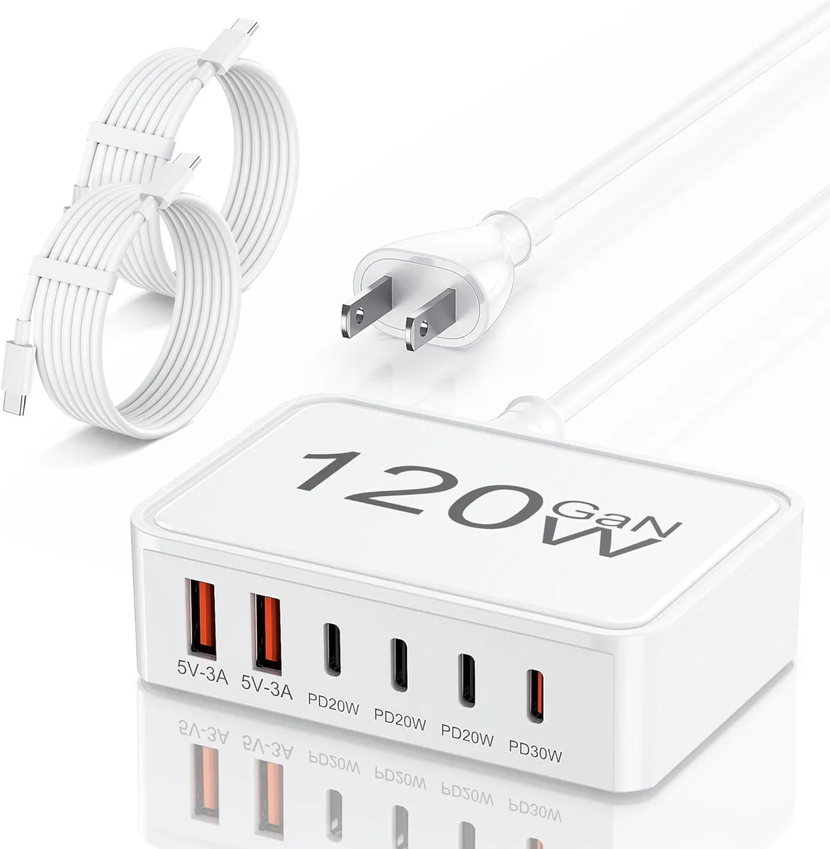 Chopmate Chopmate 120W 6-Port USB Charger 5FT Cord — product photo
