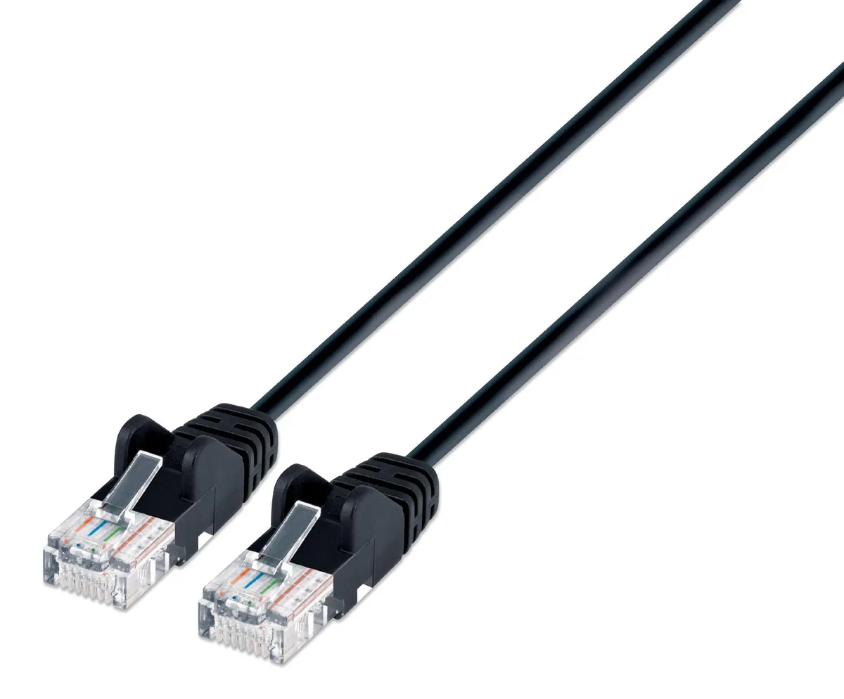 Intellinet Network Solutions Intellinet Cat6a U/UTP Slim Network Ethernet Cable 5 ft Black 30 AWG — product photo