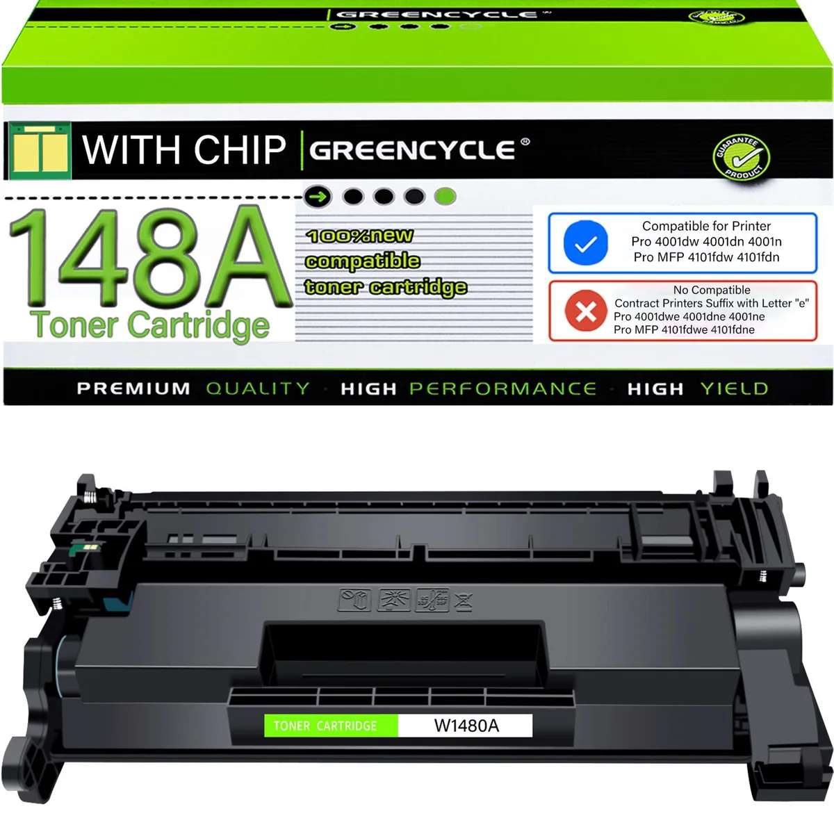 GREENCYCLE GREENCYCLE W1480A Toner Cartridge Compatible for HP 148A Black 2900 Pages — product photo