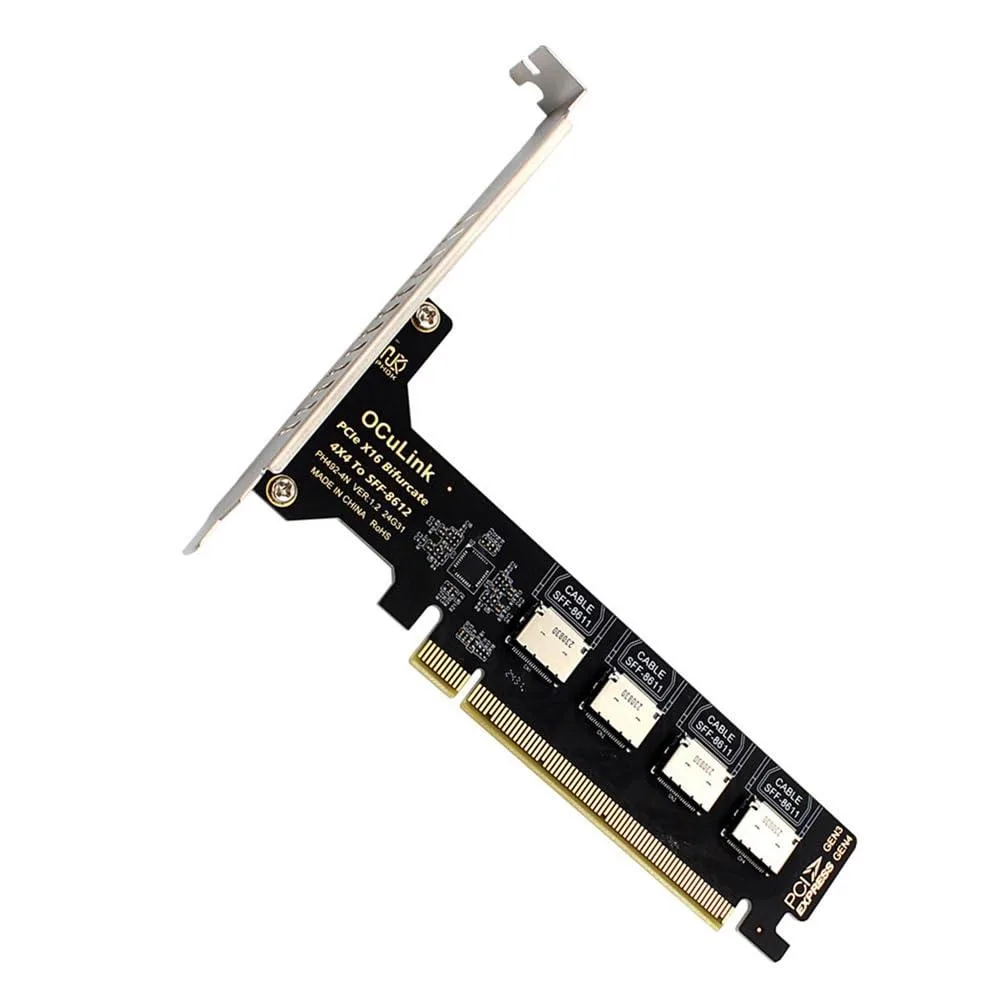 LORDWORLD LORDWORLD PCIe 4.0 x16 to 4× OCuLink SFF-8612/8611 Adapter — product photo