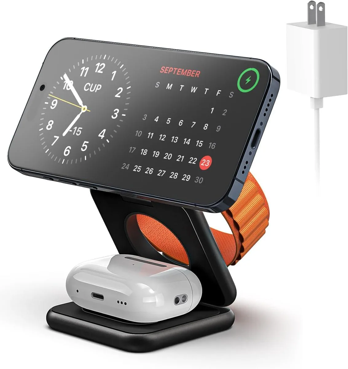 PISKEKAT PISKEKAT Foldable Magnetic 3-in-1 Charger Black — product photo