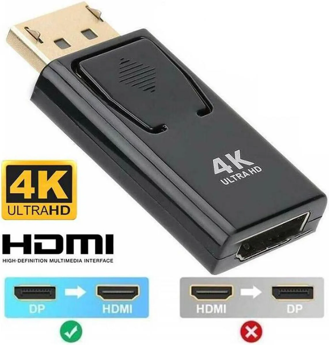 Vszerda Vszerda DisplayPort to HDMI adapter 2-pack 4K 60Hz 1080p 120Hz — product photo