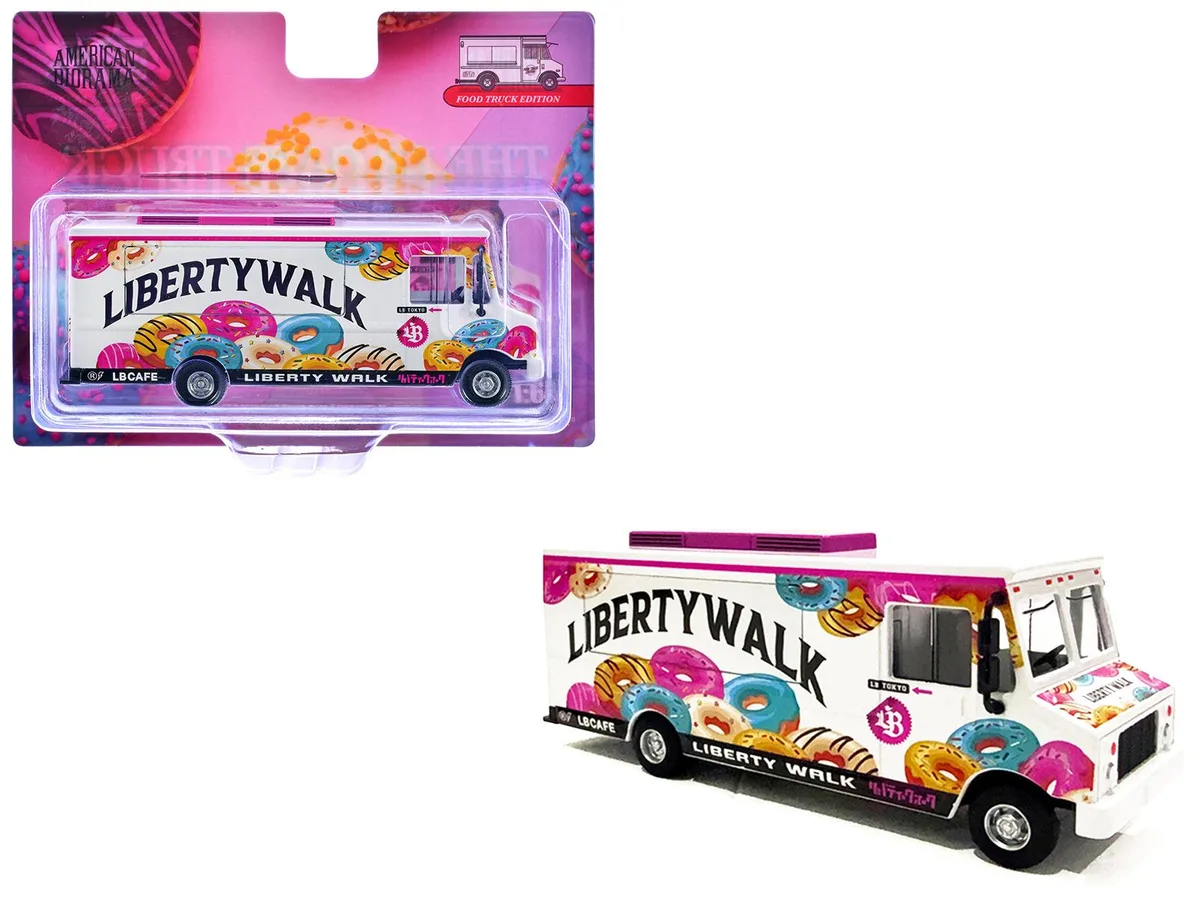 American Diorama American Diorama Food Truck "The LB Cafe Truck - Liberty Walk" White 1/64 Diecast — product photo