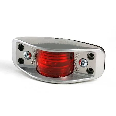 Aluminium rectangular clearance lamp with red acrylic lens and bracket mount