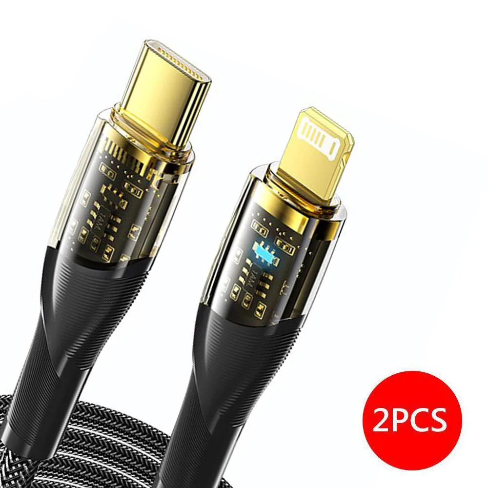 ESTONE ESTONE Essager XJI USB-C to Lightning Cable 29W 3A 480Mbps MFi Black 2-Pack 6.6ft — product photo