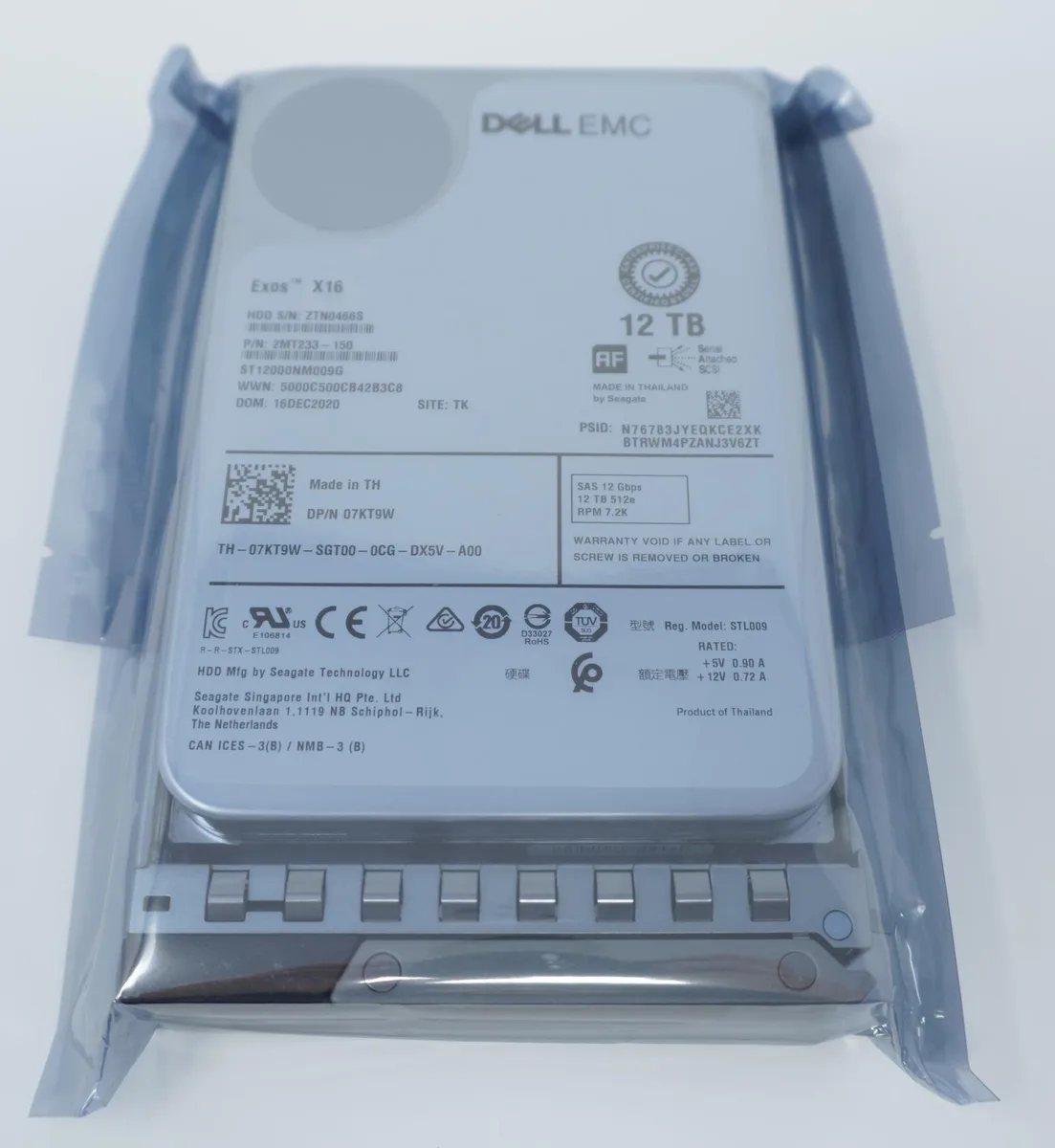 DELL DELL ST12000NM009G 12TB SAS 3.5" 7.2K 12G internal hard drive — product photo