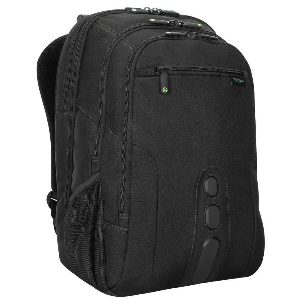 Targus Targus TBB019US EcoSmart 17" laptop backpack, black/green, 100% recycled polyester — product photo