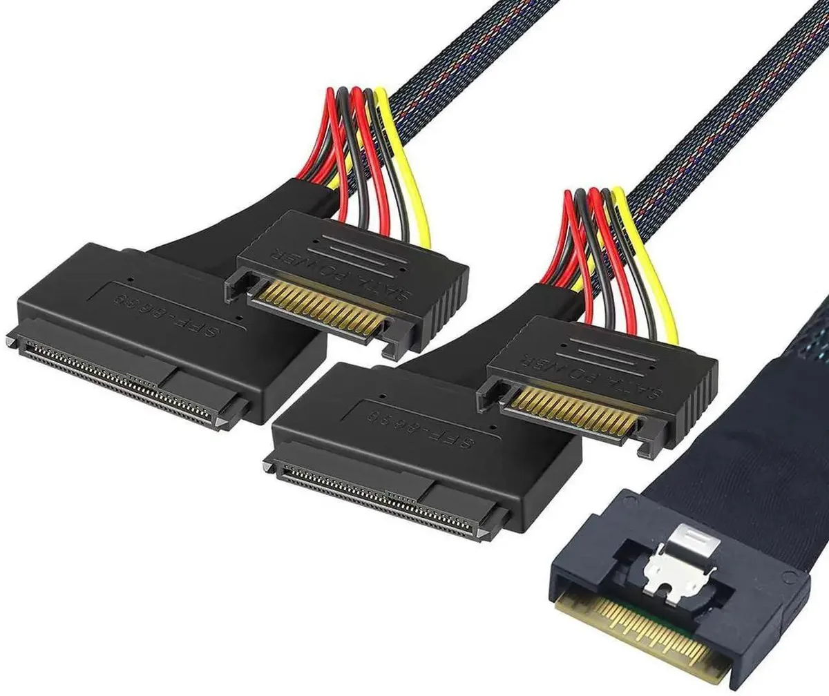 SMUGDESK SMUGDESK SFF8654 8i to Dual SFF8639 U.2 15Pin Power Cable .8m — product photo
