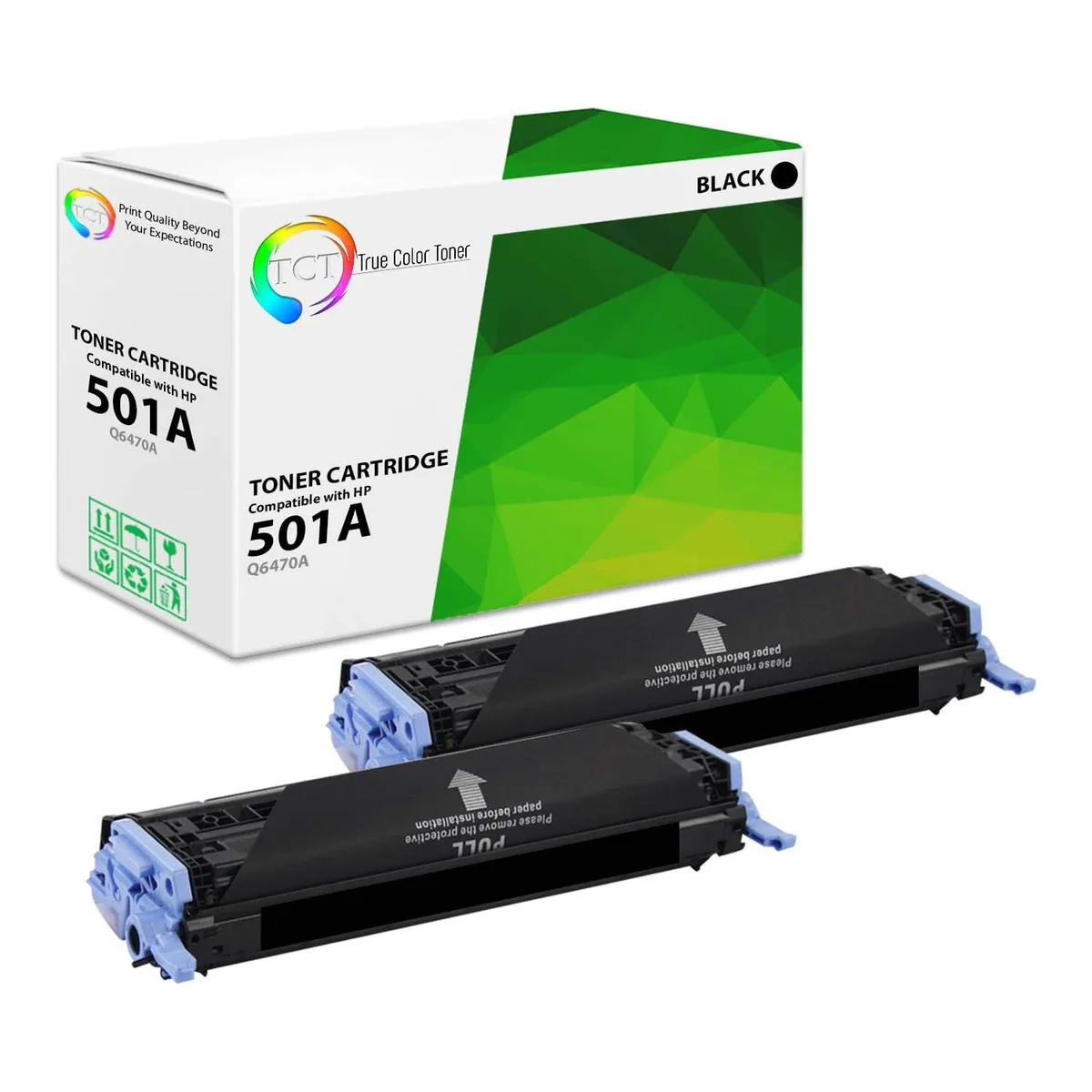 True Color Toner True Color Toner 501A Black Toner Cartridge 2 Pack Q6470A — product photo