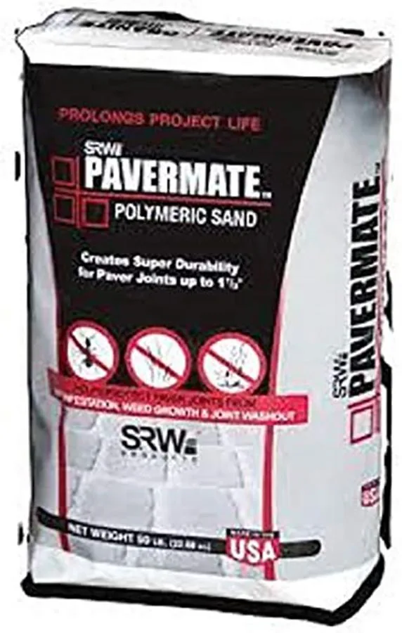 Tan polymeric sand in a bag for paver joints